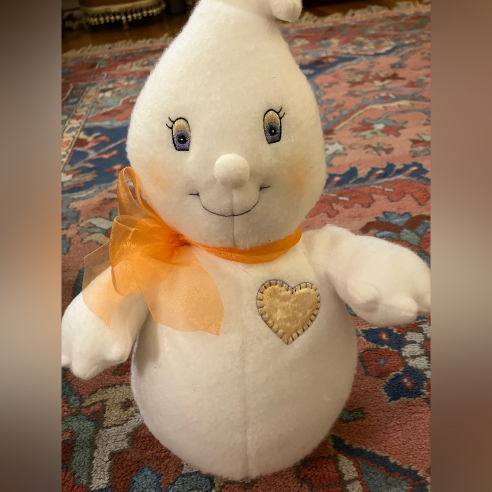 Hallmark Glimmer The Ghost 12" Stuffed Plush Halloween Decor Shimmer Heart Bow